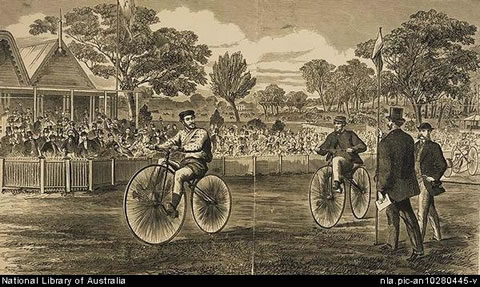 First Velocipede Race on the Melbourne Cricket Ground